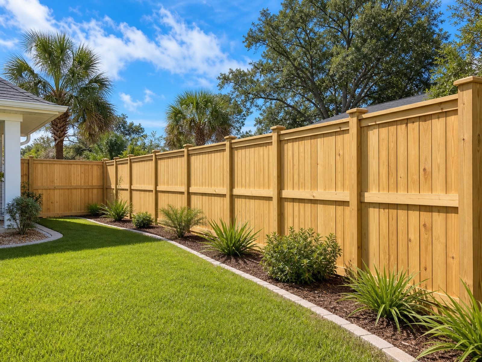 Backyard privacy fence installed for a Pensacola home